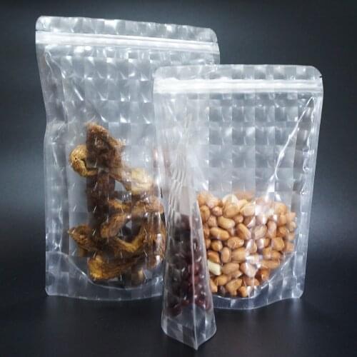 100pcs 3D Stand Up Transparent Ziplock Bag Reclosable Plastic Zip Pouch Bread Crumbs Storage Bags Lucency Food Packing Doypack
