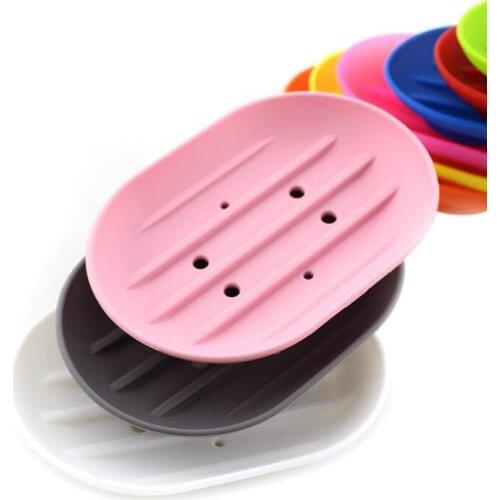 3 Colors Silicone Soap Holder Non-slip Flexible Soap Dish Plate Holder Dish Bathroom Soap Dish Travel