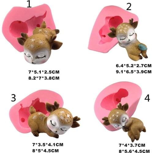 3D Silicone Mold Sleeping Deer DIY soap gypsum Resin Model Chocolate Fondant Cake Decoration Tools
