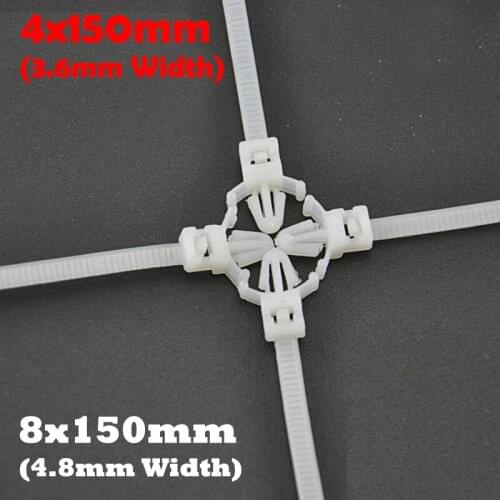 4x150 4x*150 (3.6mm Width) 8x150 8x150 (4.8mm Width) White Nylon Releasable Wing Push Mount Electric Wire Strap ZIP Cable Tie