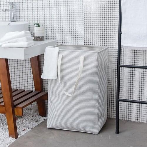60*40*30cm Foldable Dirty Clothes Hamper Large Sundries Basket Freestanding Storage Bag With Long Handles Laundry Basket