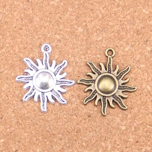 12pcs Charms sun sunburst 28x25mm Antique Pendants,Vintage Tibetan Silver Jewelry,DIY for bracelet necklace