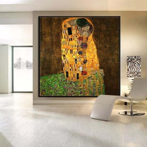 Austria Gustav Klimt Kiss Abstract oil painting on canvas home decoration Wall Art picture For Living Room Bedroom Prints