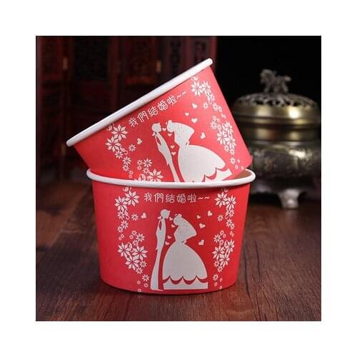 Free shipping 40pcs/lot cartoon wedding disposable paper bowl wedding supplies