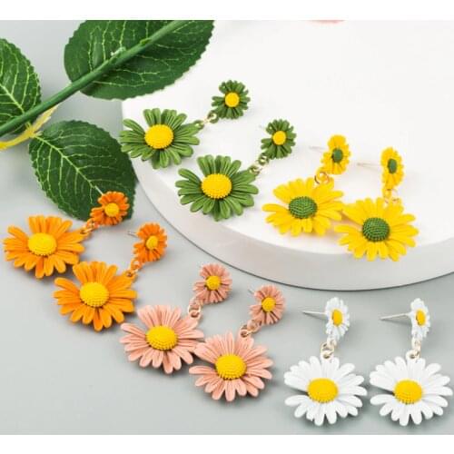 Free Shipping HER015 50 Pairs/lot Alloy Floral Earrings Chrysanthemum Ear Nail Fashion Earrings Women Wearing Jewelry 5 colors