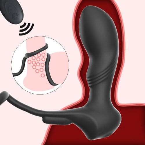 Wireless Remote Control Vibrating Prostate Massager Anal Vibrator With Lock Sperm Rings Anal Toys 10 Speeds Anal plug Vibrators