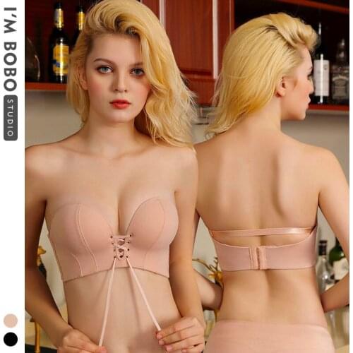 AB Cup Push Up Bra Women Sexy Seamless Brassiere Underwear Deep U Invisible Bras Female Bralette Massage Padded Femme Lingerie