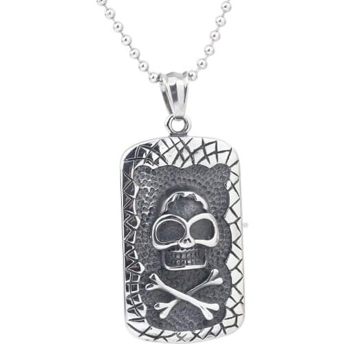 Fashion Men Jewelry Stainless Steel Skull Pendant Chain 24 inches for Men Boys Gift