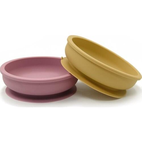 Baby Plate Set Baby Feeding Tableware BPA Free Silicone Wooden Spoons Anti-flip Suction Bowl Infant Toddler Assist Dish