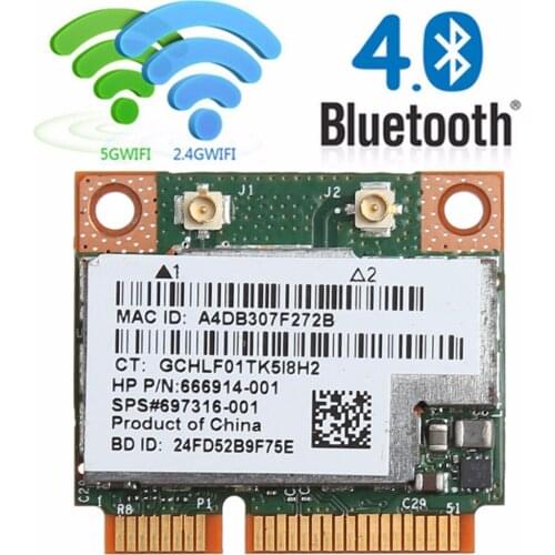 Dual Band 2.4+5G 300M 802.11a/b/g/n WiFi Bluetooth 4.0 Wireless Half Mini PCI-E Card For HP BCM943228HMB SPS 718451-001