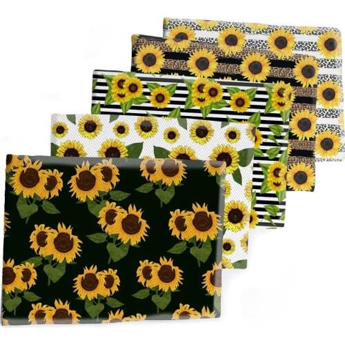 Cotton Twill Fabric Sunflower Printed Polyester Patchwor Printed Garment Textile 50*145CM