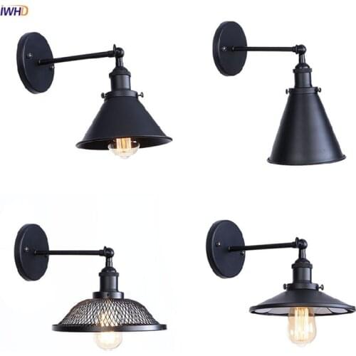 IWHD Black Retro Vintage Wall Light Fixtures Bedroom Living Room Loft Industrial Antique Edison LED Wall Lamp Home Lighting