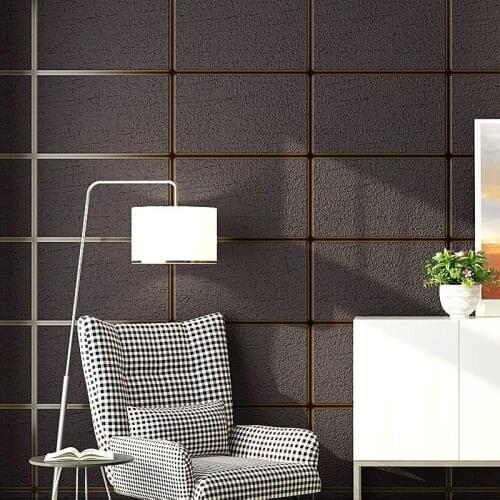Framework Geometric Metallic with Shimmer Tones Effect leather Thick Wallpaper grid coffee grey white silver