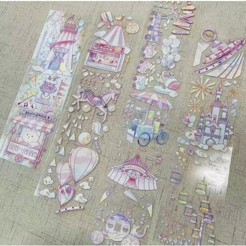 Lovely Happy Amusement Park Clear PET Tape for Card Making Bullet Journal DIY Scrapbooking Label Sticker