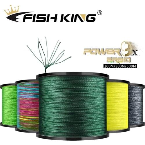 FishingKING100/300/500M PE fishing line 9 strands anti-spiral technology multifilament strong braided line carp line 20-100LB