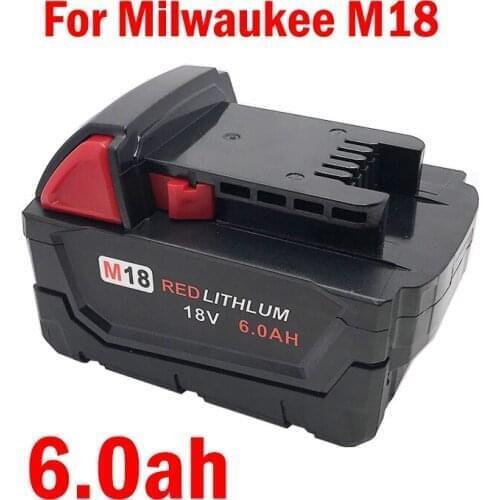 VAKAUMUS 18V6.0ah Li-Ion Tool Battery For Milwaukee M18 48-11-1815 48-11-1850 Repalcement M18 Battery 2646-20 2642-21C