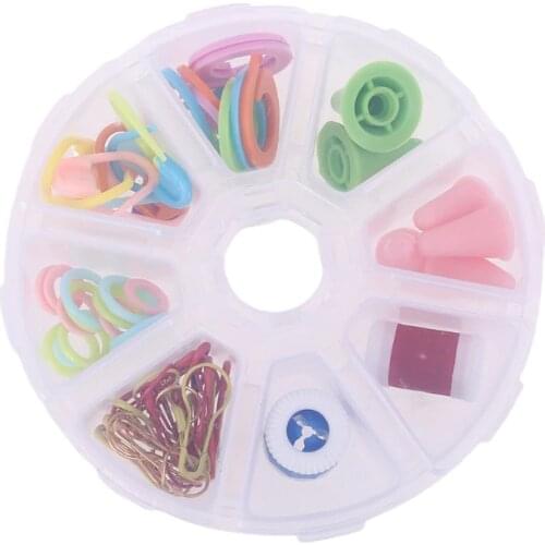 69pcs Knitting Crochet Locking Stitch Markers Needles Protectors Counter Counting Circle Gourd Pins Sewing Accessories