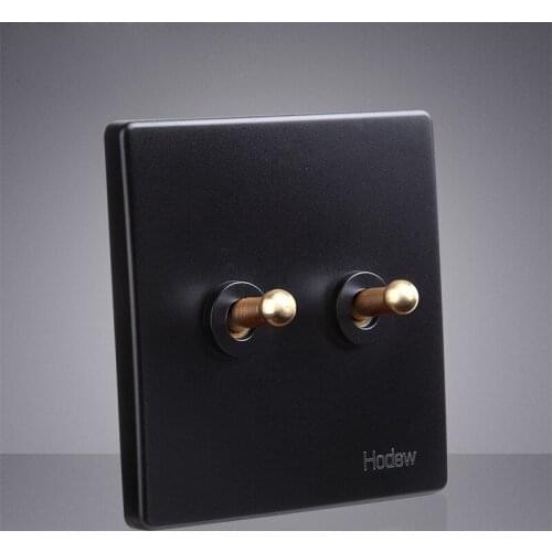 10pcs High Quality 86 Type Black Retro Wall Lamp Toggle Switch 2 Way 1-4 Gang Brass Lever Single Dual Control Light Switch