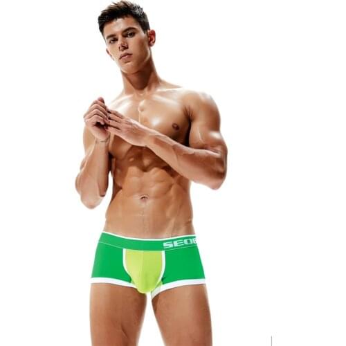 SEOBEAN New Mens Color Underwear Low-Waist Sexy Boxer Nylon Breathable U-Convex Comfortable Boxers