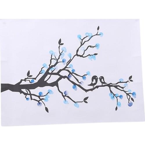 Fingerprint Signature Canvas Painting Pink Tree Wedding Gift Guestbook Personalize Wedding Decoration 2020 New