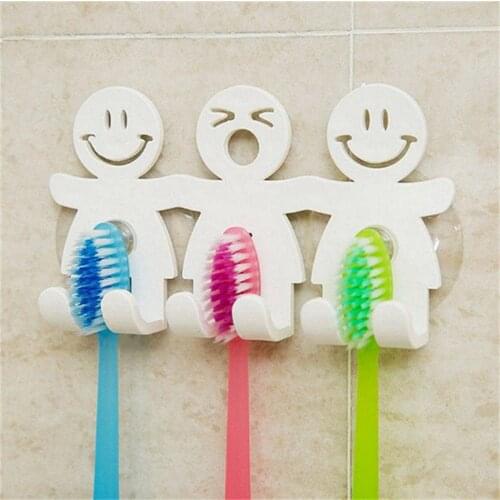 Ortable Home Suction Hooks 5 Position Tooth Brush Holder Bathroom Sets Cute Cartoon Sucker Toothbrush Holder Key Hook Kids Gift