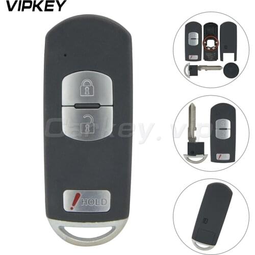 Remotekey WAZSKE13D01 for Mazda 3 6 CX-3 CX-5 Replacement 2+1 button Smart Remote Car Key Shell Fob Red Hold with Uncut Blade