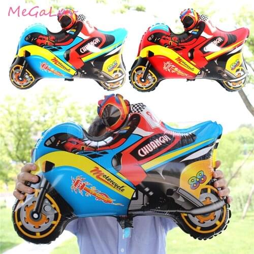 Self-sealing Motorcycle Balloon Aluminum Foil Motorcycle Racer Balloon Kid Toy Birthday Party Decoration