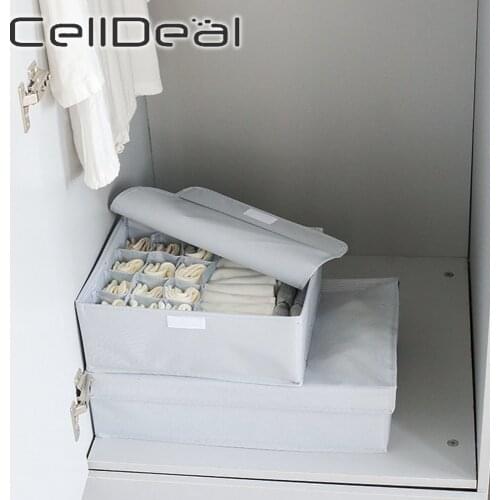 1/13/16 Grid Washable Foldable Storage Organizer Storage Box For Underwear Drawer Organizer Closet Storage Socks Lingerie Box
