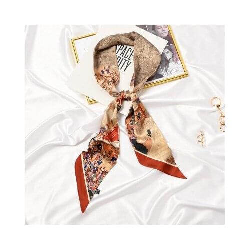 Retro Oil Painting Skinny Silk Scarves For Ladies New Design Scarf Women Bag Scarves Head Scarf Neckerchief SJ325