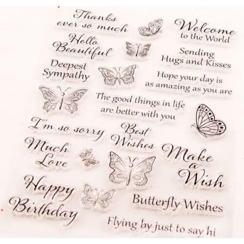 Butterfly Words Silicone Clear Seal Stamp DIY Scrapbooking Embossing Photo Album
