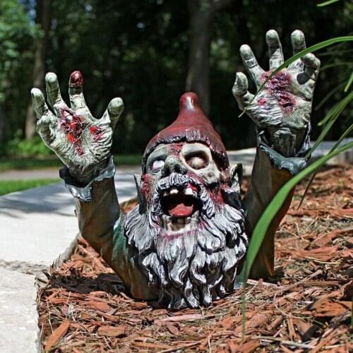 Resin Zombie Horror Gnome Dwarf Figure Statue Sculpture Ornaments Garden Potted Plants Decor Halloween Prop Sculptures