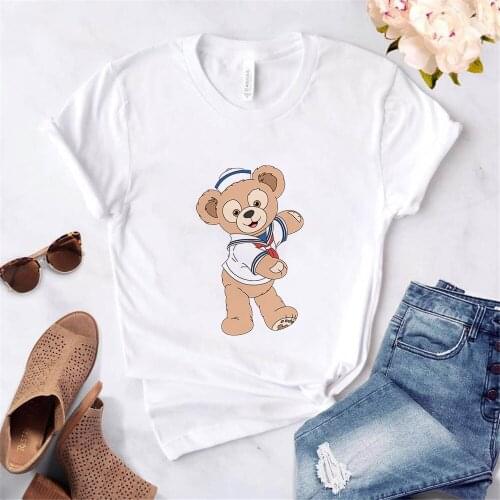 New Famliy Look Cute Duffy Disney Bear T Shirt Women Fashion Harajuku Short Sleeve Girls Tshirt White T-shirt Tops Clothing