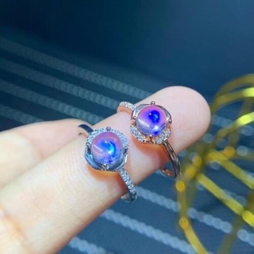 New Romantic Moonstone Gemstone Ring Women Fine Jewelry Natural Gem Good Color Real 925 Silver Gold Plated Moonlight Date Gift