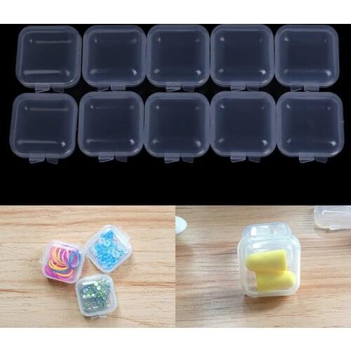 10Pcs/Lot Mini Small Storage Box Jewerly Nail Art Tips Small Beads Case Organizer Storage Transparent Plastic Multifunction Box
