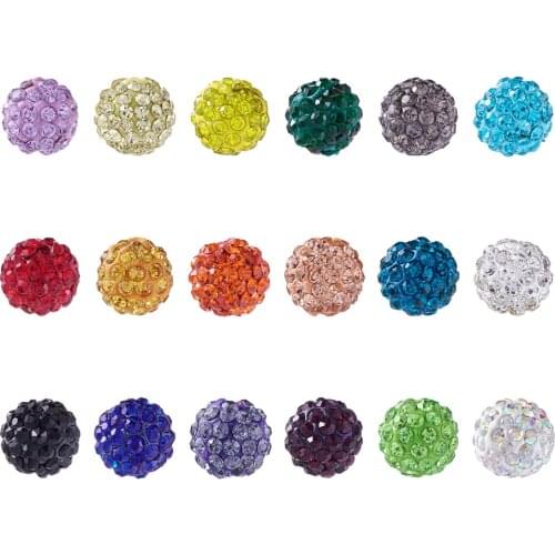 Glass Rhinestone Clay Pave Round Beads PP15 Mixed Color