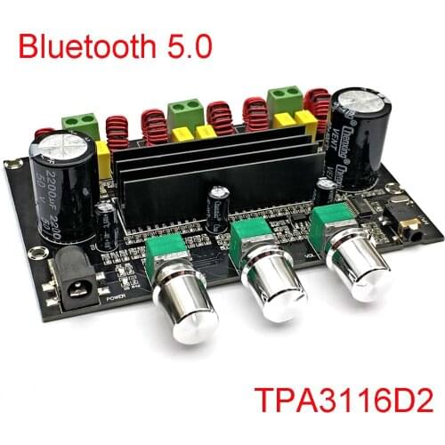 2*50W+100W Bluetooth 5.0 Dual TPA3116D2 Power Subwoofer Amplifier Board 2.1 Channel TPA3116 Audio Stereo Equalizer AUX Amp