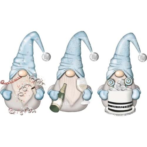 3Pcs Winter Gnomes Scrapbooking New Arrival 2021 Metal Stencils For Cutting Dies Scrapbooking Layering Stencils
