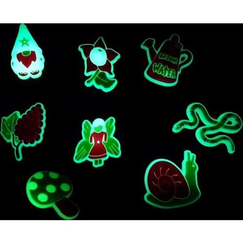 50pcs Elves Fairy Glowing PVC Shoe Charms Mushroom Flower Snake Snail Fluorescent Clog Decoration Garden Shoe Accessories