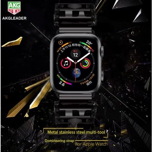 AKGLEADER For Apple Watch 5 4 42mm 44mm Multi-tool Strap 3 2 1 38mm 40mm Metal Stainless Steel Watchband