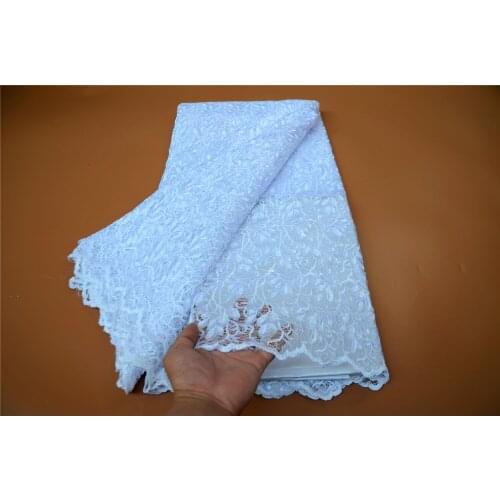White Cord Guipure Lace Fabric African French Lace Fabric Nigerian Water Soluble Cord Lace Fabric for Wedding Dress Party WDP434