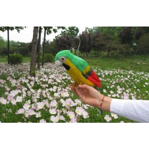Big creative simulation green&yellow parrot model foam&furs bird doll gift about 45cm 1493