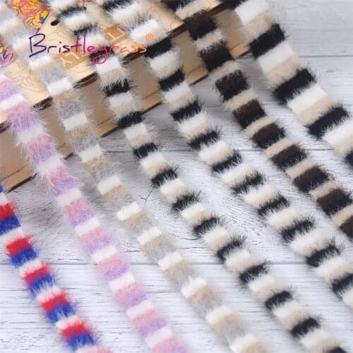 BRISTLEGRASS 1 Yard 3/8" 10mm Faux Fur Crochet Lace Trims Chic Plush Ribbon Headband Hair Clip Costume Dress Pillow Sewing Craft