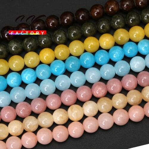 Natural Stone Beads Jades Round Loose Spacer Beads For Jewelry Making DIY Charms Bracelet Ear Studs Accessories 6 8 10 12mm 15