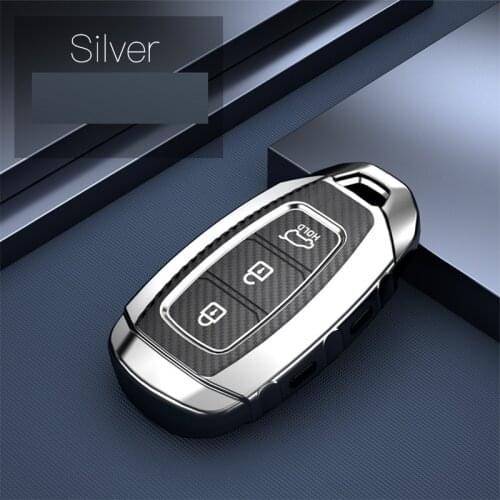 TPU+Carbon fiber grain Key Cover Key Case For Hyundai i30 Ix35 KONA Encino Solaris Azera Grandeur Ig Accent Santa Fe 2018 2019