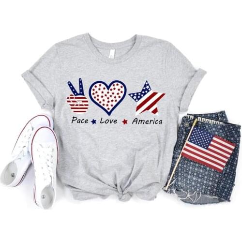 Peace Love America 4th Of July Independence Day T-Shirt harajuku Streetwear 100% Cotton Top Tee Unisex goth Drop shipping tops