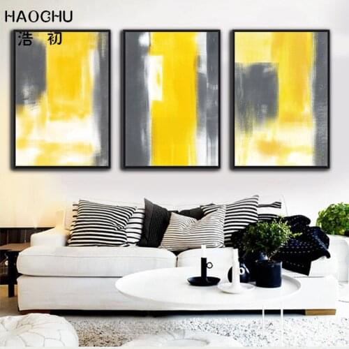 HAOCHU European classical color mosaic black and yellow pattern still life picture canvas painting wall decoration wall painting