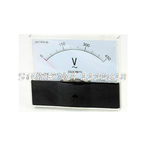 Class 1.5 AC 0-450V Screw Mount Rectangle Panel Volt Test Meter Voltmeter White 44L1
