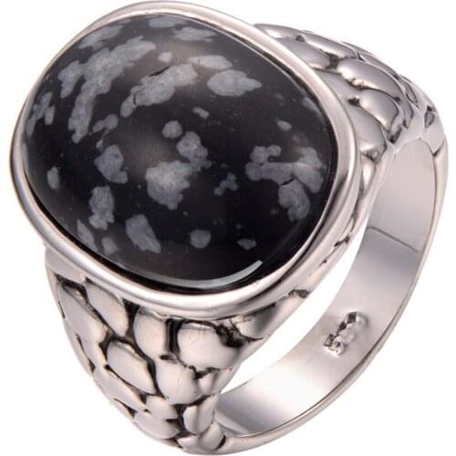 Snowflake Obsidian 925 Sterling Silver Ring fashion Ring Size 6 7 8 9 10 F1234