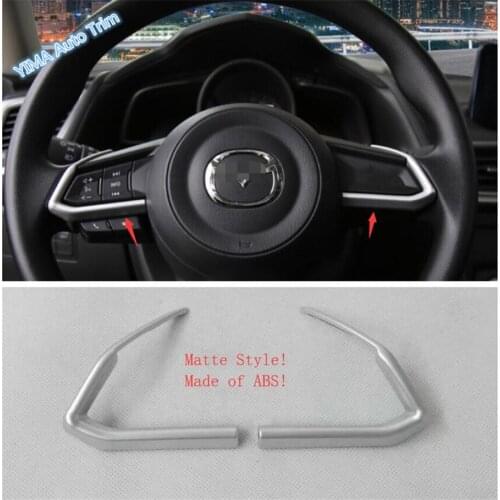 Lapetus Car Styling Steering Wheel Strip Cover Trim Fit For Mazda 2 Demio 2015 2016 2017 2018 2019 Matte Red Carbon Fiber ABS