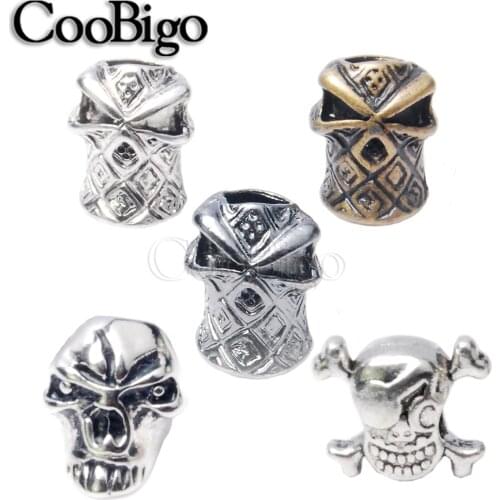 10pcs Charm Hooded Ninja Pirate Skull Beads Paracord Bracelet Knife Lanyards Zipper Pull Molle Tactical Backpack Rope DIY Parts